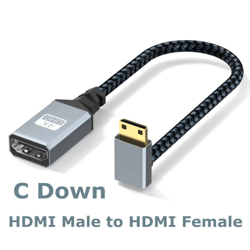 4K60Hz HDMI-Compatible Male To Female Extension Cable Micro/Mini HDMI-Compatible adapter Extender Wire Cord left/right/up/down