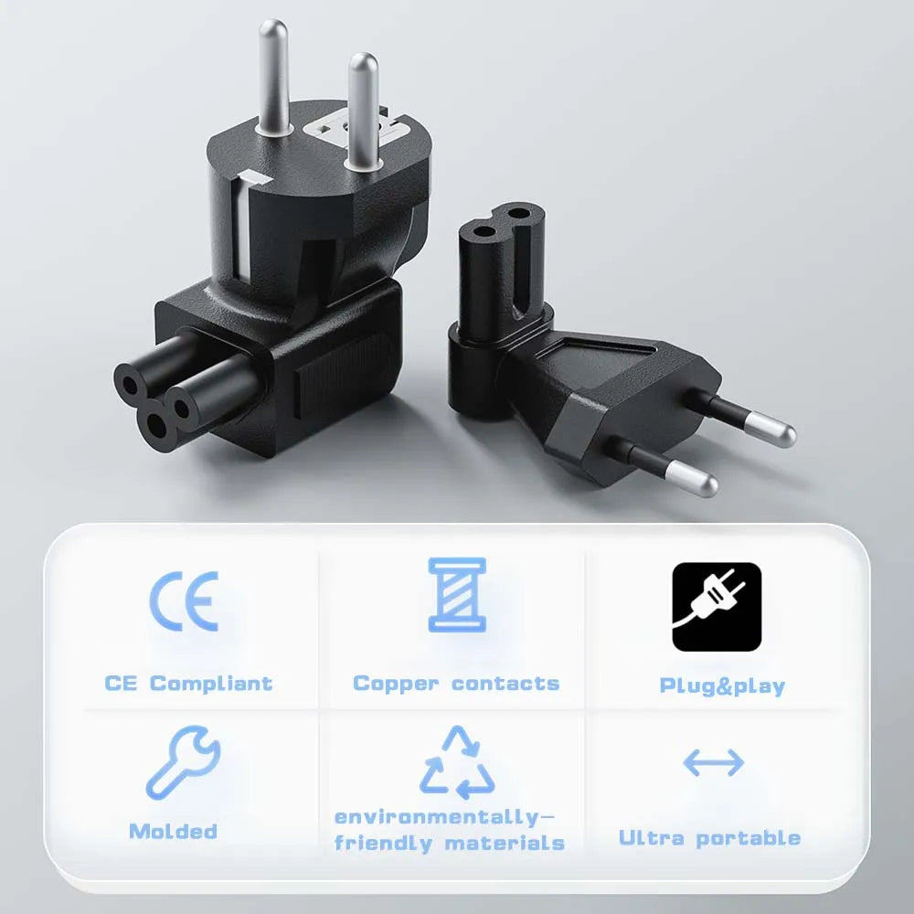 EU Power Cable plug adapter EU PLug to IEC320 C5 Clover Leaf adapter plug CEE 7/16 to C5 CEE 7/7 EURO SCHUKO to -IEC5