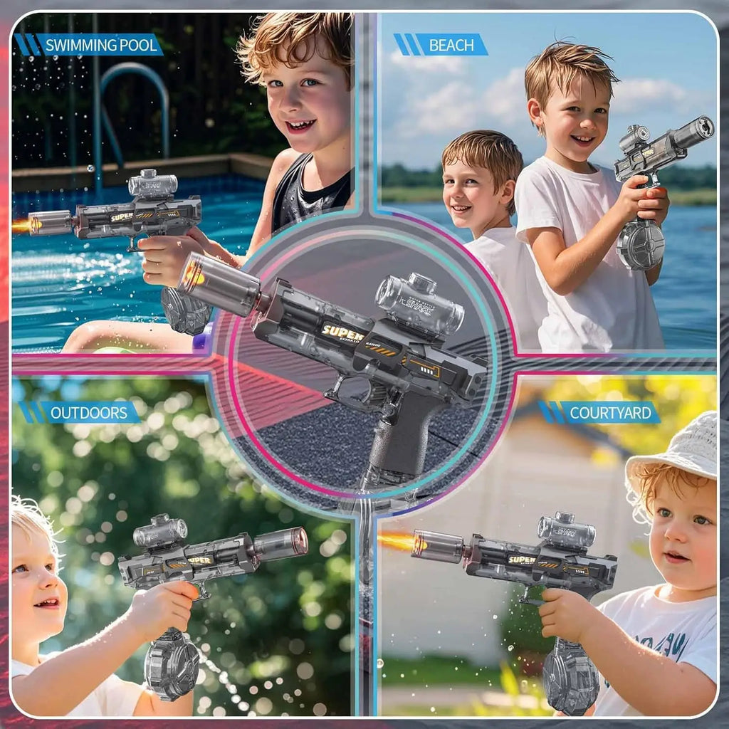 Summer Outdoor Fully Automatic Electric Water Gun Toy With Lights, Boys Beach Pool Battle Shooting Gun Toy Gift
