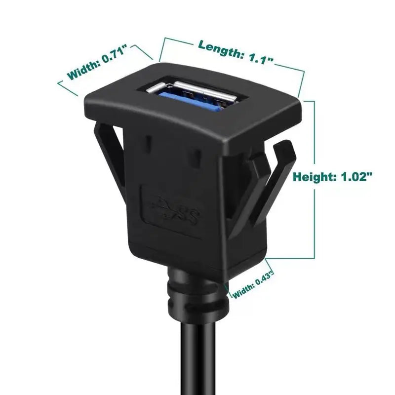 Car Dashboard Extension Cable USB Panel Waterproof Cable Usb3.0 Extension Lead For Car 1m