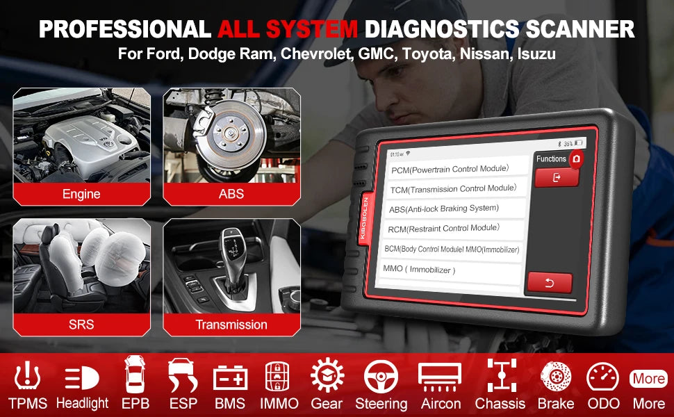 KINGBOLEN S6 OBD2 Scanner All System Car Diagnostic Tools 28 Service BMS/TPMS/ABS CANFD FCA AutoAuth Lifetime Free Update