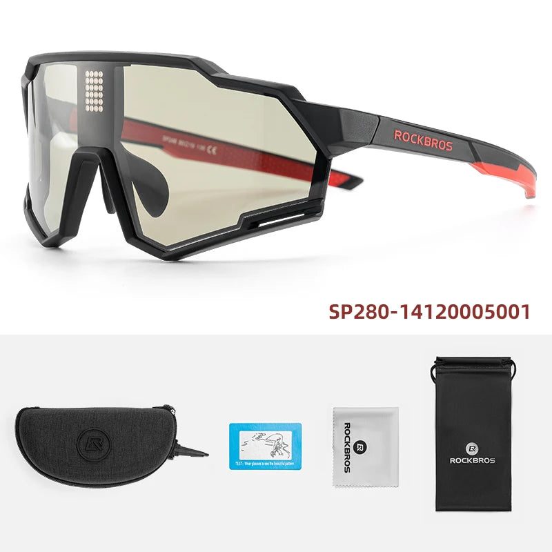 ROCKBROS Bicycle Sunglasses Polarized & Photochromic Electronic Color Change Cycling Glasses UV400 Bike Eyewear Sports Goggles