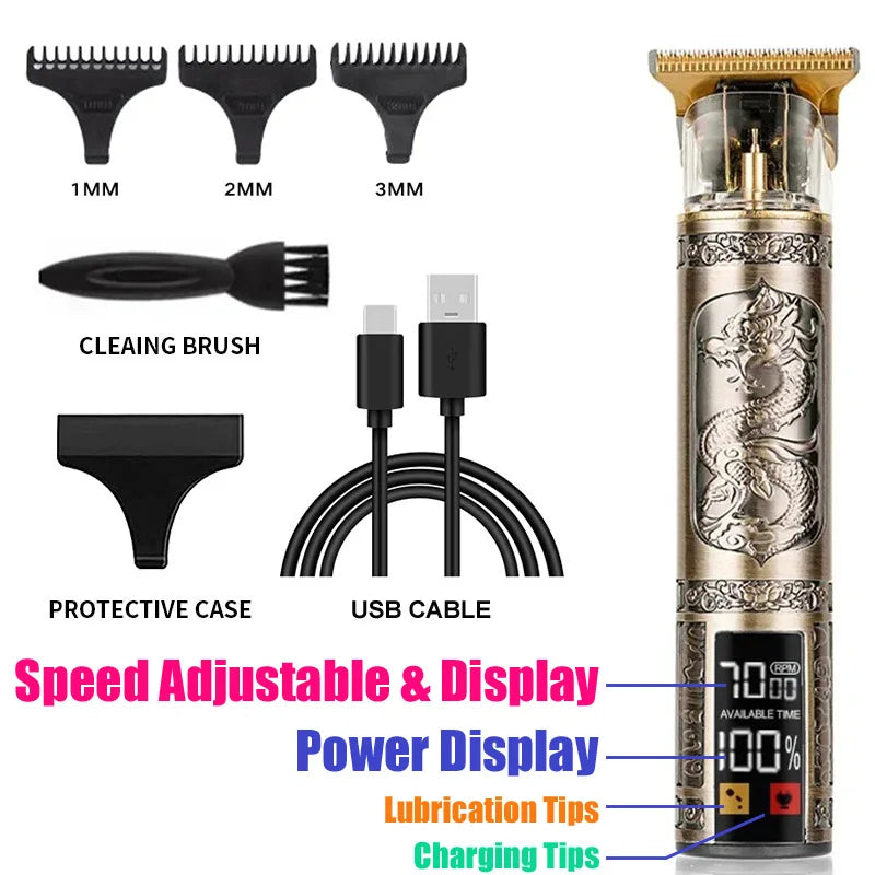 Vintage USB Fast Charging Cordless Hair Clipper Trimmer Portable Electric Shaver Professional Barber Hair Cutting Machine