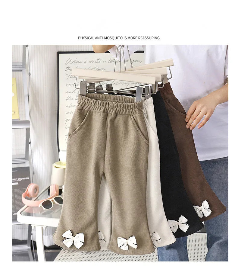 Girls Slim Fit Flared Pants Autumn Winter New Outwear Trendy Korean Version Children Trousers