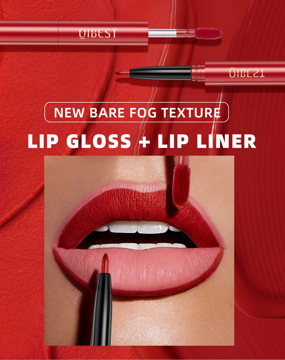 6 Colors Double-end Lip Gloss Waterproof Lipstick Pencil Long Lasting Sexy Red Lipgloss Beauty Matte Lip Liner Pen Lips Makeup