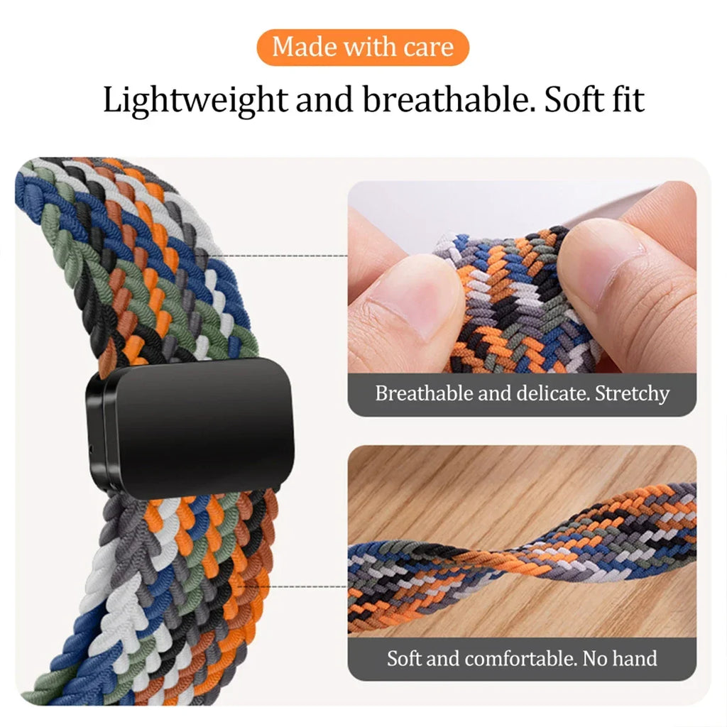 Magnetic Braided Loop For Redmi Watch 6 5 4 Strap Nylon Sport Wristband Bracelet For Xiaomi Mi Band 9 Pro/8 Pro Correa Watchband
