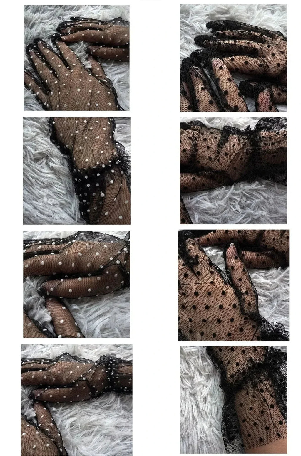 1/2/3/4Pairs Women'S Sexy Mesh Gauze Wavy Dot Lace Gloves Fashion Sunscreen Breathable Lace Bridal Wedding Etiquette Gloves