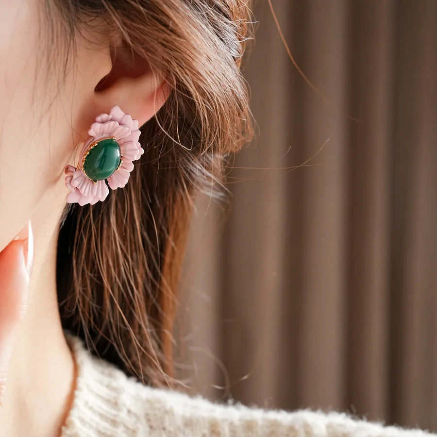Fashion Romantic Flower Earrings Pink 2025 New Creative High Grade Designers Pendientes Mujer