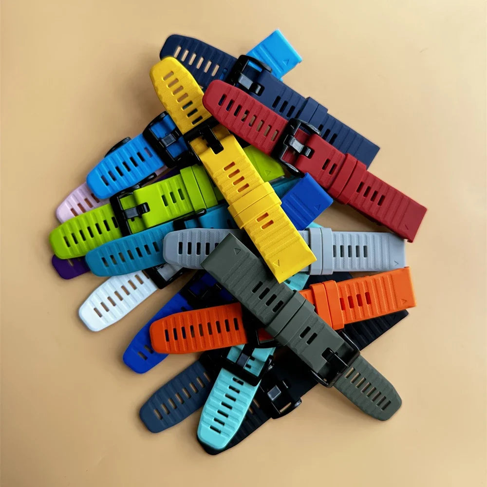 22mm 26mm Width Silicone Strap For Garmin For Garmin Forerunner 970 965 955 QuickFit Watch Band Fenix 8 7 7X Pro 6 6X 5 5X Plus