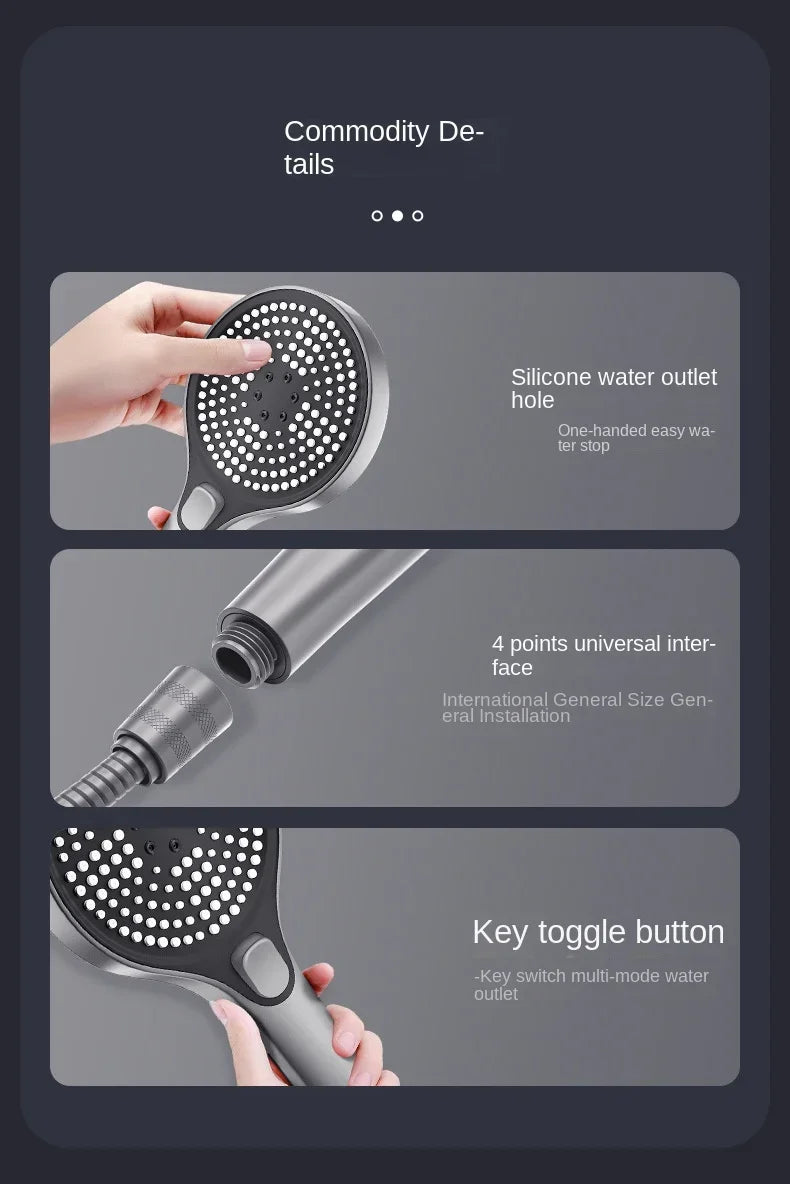 Home showerhead, powerful pressurized showerhead, portable large panel large output showerhead, handheld showerhead