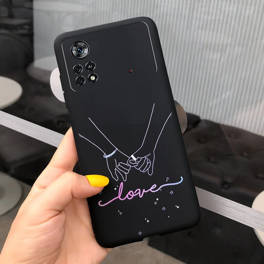 Cute Love Heart Phone Case For Xiaomi Poco X4 Pro 5G Cover Soft Silicone Matte Funda For Xiaomi Poco X4 M4 Pro 4G 5G Bumper 2022