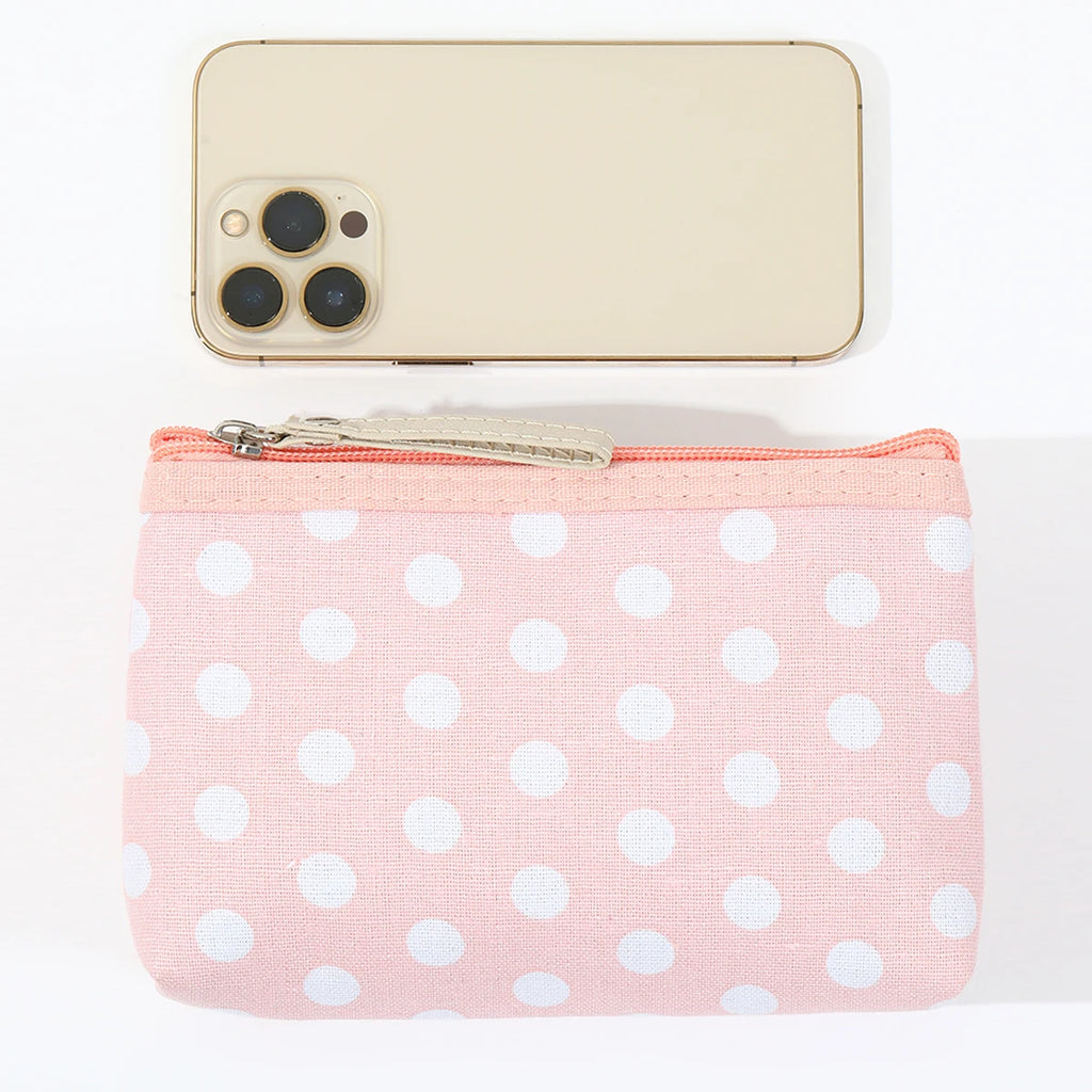 Small Fresh Canvas Dot Makeup Bag Simple and portable skincare storage bag Korean version student pencil case wallet