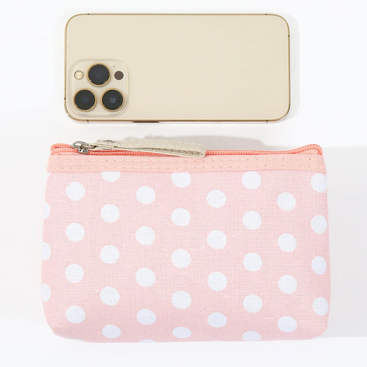 Small Fresh Canvas Dot Makeup Bag Simple and portable skincare storage bag Korean version student pencil case wallet