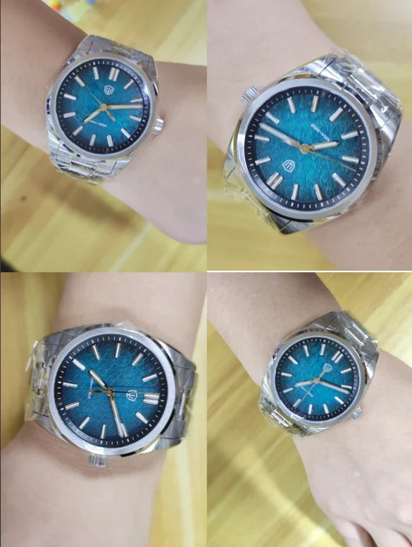 Watchdives New WD0003B ‌Aventurine Dial Watch VH31 Sweep Movement Sapphire Crystal Luminous 100m Waterproof 36mm Vintage Watche