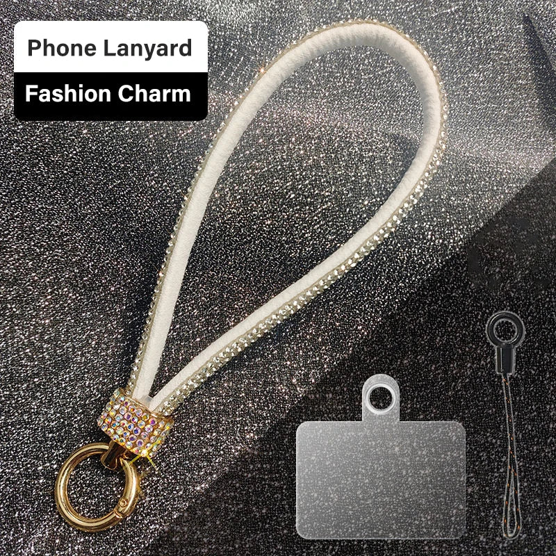 Mobile Phone Charm Lanyard Luxury Rhinestone Wrist Key Chain High-end Diamond-encrusted Bracelet Reinforced Cellphone Cord Strap