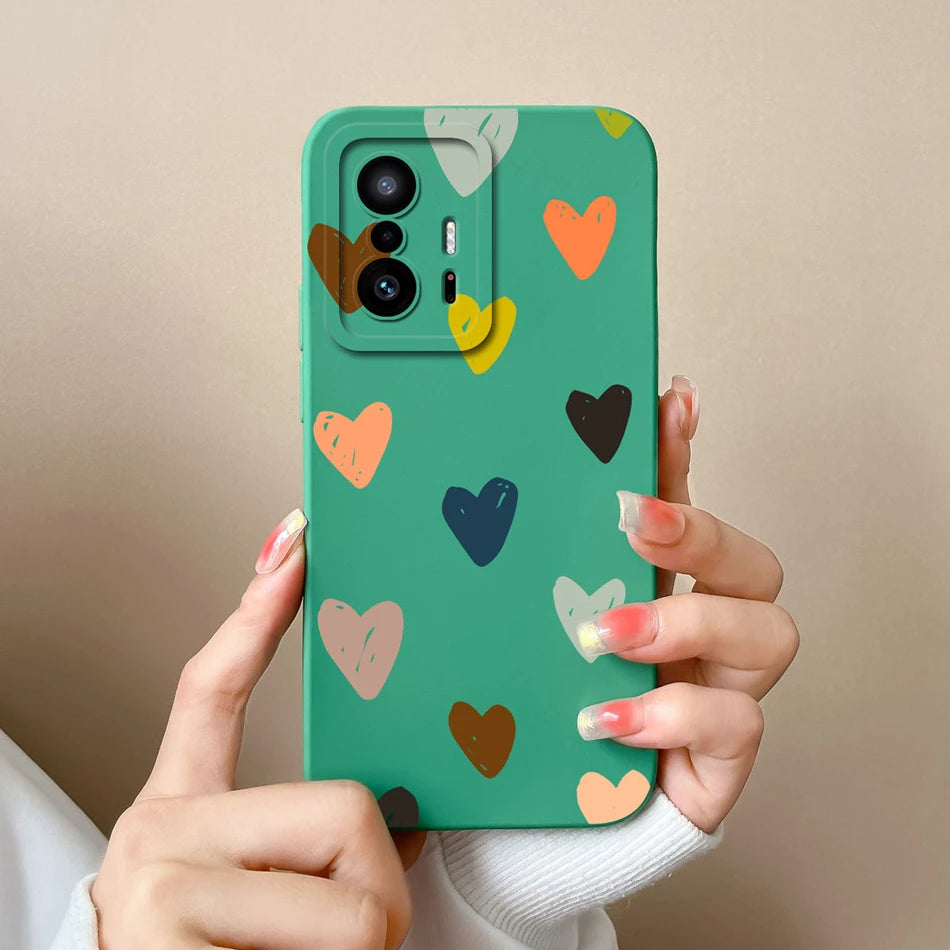 Love Heart Case For Xiaomi 11T Pro Back Cover Soft Liquid Silicone Full Protection Phone Covers For Xiaomi Mi 11t Pro 11 t Funda