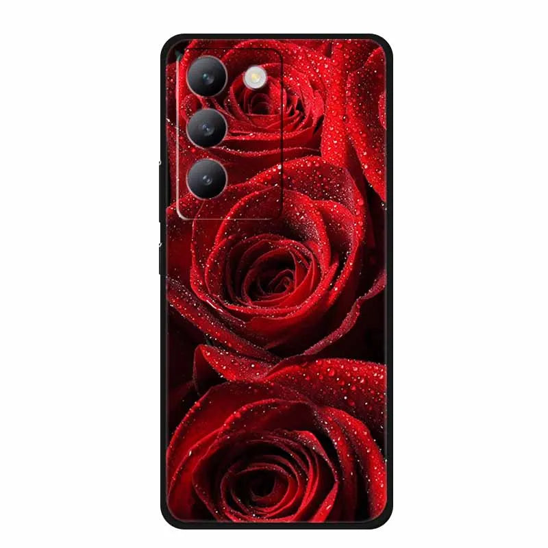For vivo V40 SE Case Luxury TPU Soft Silicone Phone Back Cover for vivo V40 SE 5G Protective Shockproof Flowers Girl Cute Coque