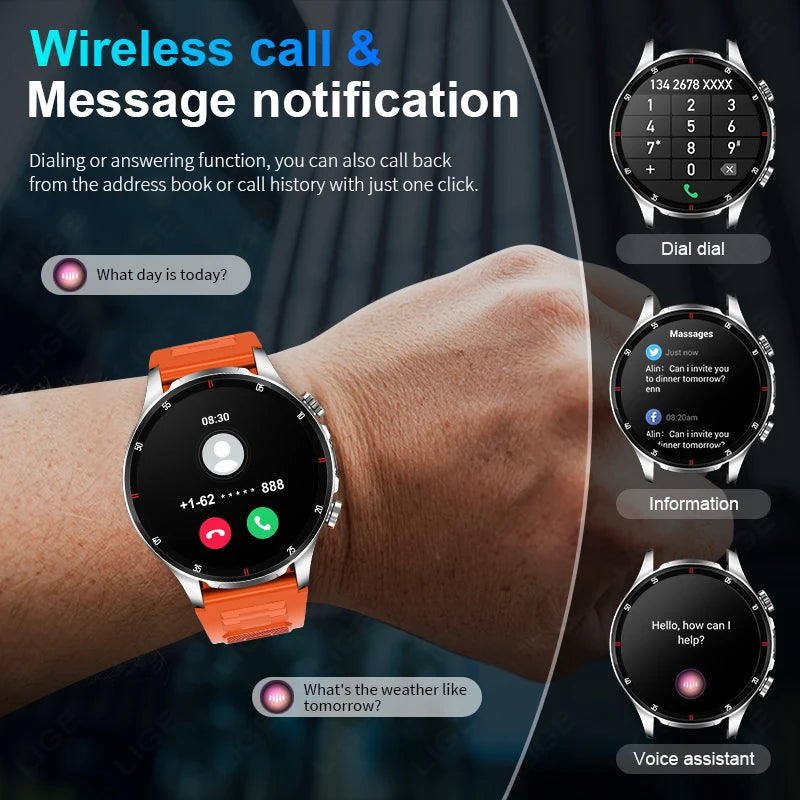 LIGE 2025 New Smart Watch Men Flashlight AI Voice Bluetooth Call 1.53" HD Sports Fitness Watches Health Monitor Smartwatch Women