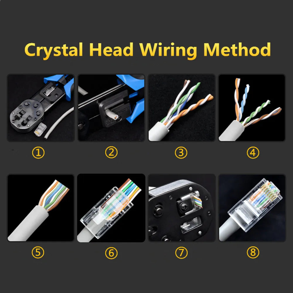 Rj45 Cat5e Connector Crystal Unshielded RJ45 Ends UTP 8Pin Modular Network Plug Connectors for Solid Stranded UTP Network Cable