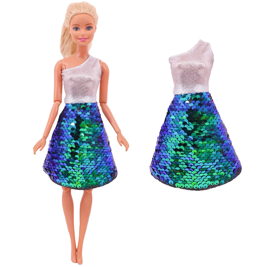 45 Item/Set Doll Accessories=5*Doll Clothes Dress+40*Doll Accessories Doll Shoes Boots Necklaces Glasses Hangers For 30CM Doll