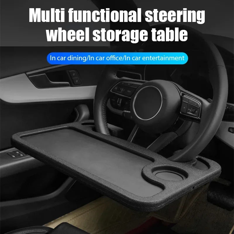 Small Table Board for Car Portable Travel Car Storage Rack Drinks Tray and Dinner Plate Car Steering Wheel Dining Table