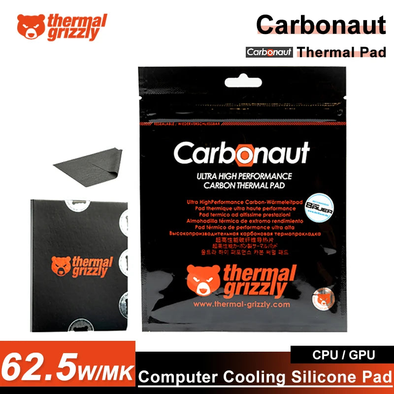 Thermal Grizzly Carbonaut 62.5W/mk Thermal Pad Reusable High Thermal Conductivity CPU/GPU Motherboard Heat Silicone Pad