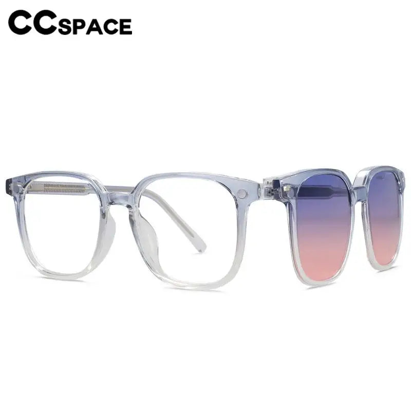 56532 Fashion Anti Blue Light Square Glasses Frames Polarized Sunglasses Magnetic Clip Women Computer Eyeglasses