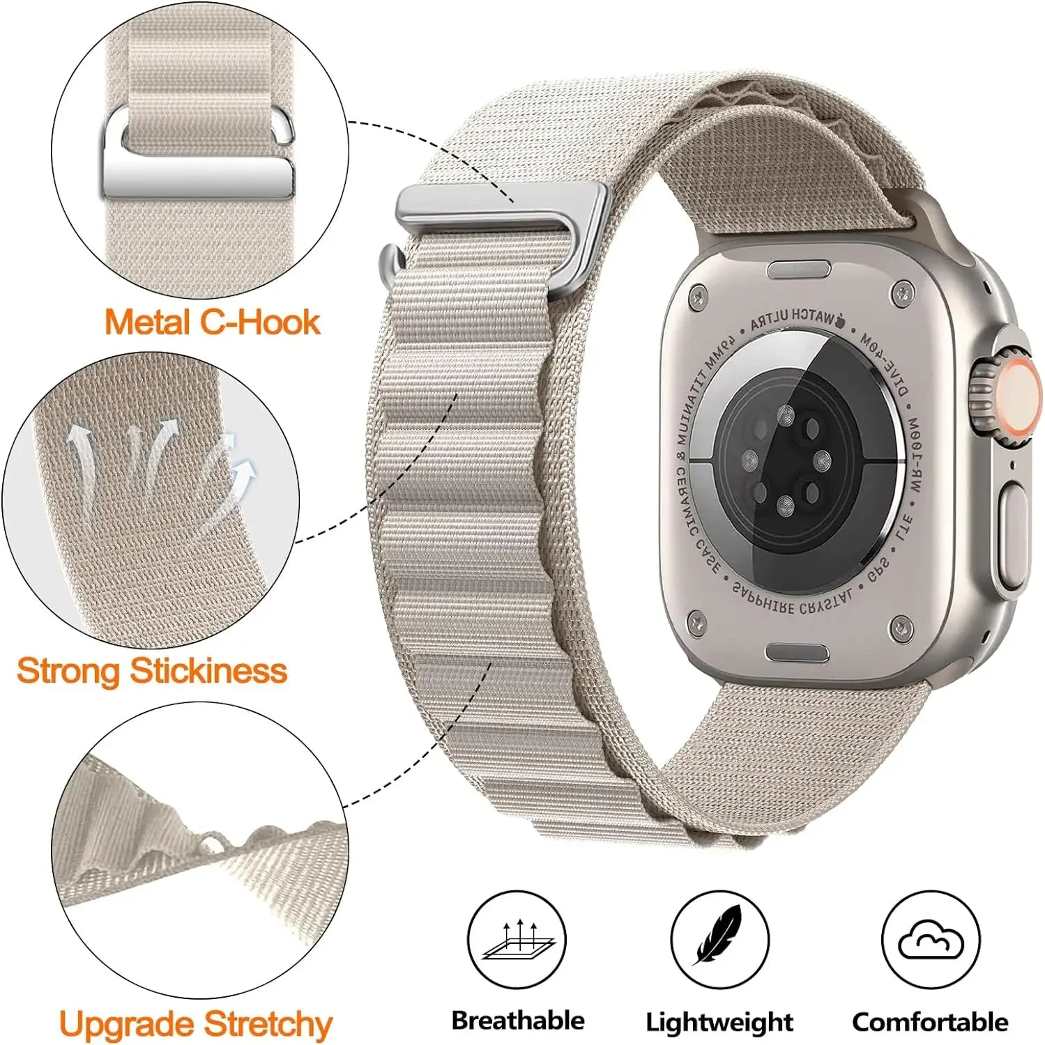 Alpine Loop Strap For Apple Watch Ultra 3 2 1 Band 49mm 11 10 9 8 7 45mm 41mm 42mm 46mm Nylon Bracelet iWatch 6 5 4 3 SE3 2 Belt