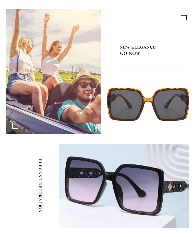 Car Sun Glasse 1/5pcs Sets Square Simple Design Sunglasses Women Large Frame Outdoor Sunshade Glasses Male Retro Eyeglasses