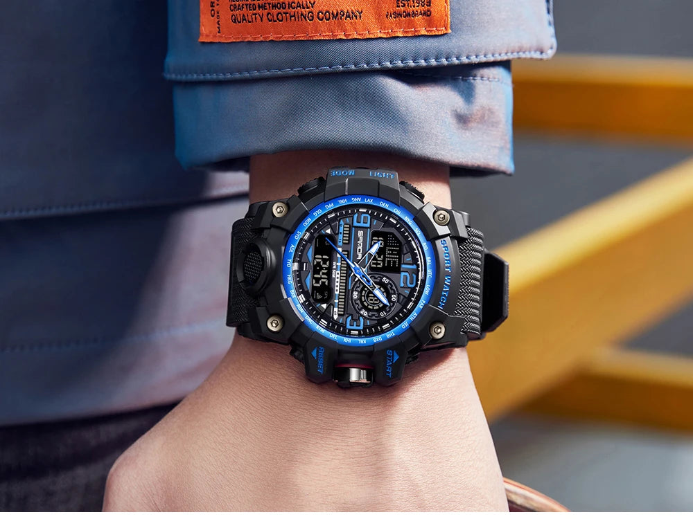 SANDA 3133 Digital Watch Men Military Sport Stopwatch Quartz Wristwatch Top Brand Luxury LED Waterproof Male Electronic Clock