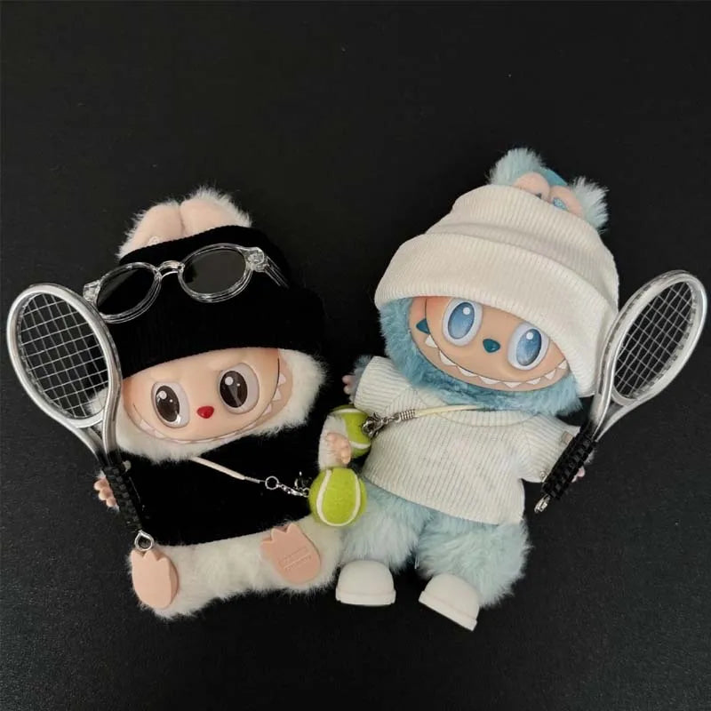 Mini Doll Clothes Outfit Accessories For 15-17cm Labubu V1 V2 V3 Labubu Knit Set Tops and Hat Can be Paired With Sunglasses