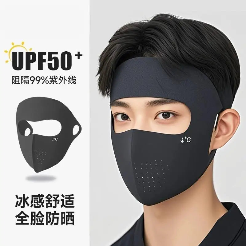 Sunscreen mask for men, full face coverage, ice silk mask for running, fishing face mask, summer cycling face mask, Gini