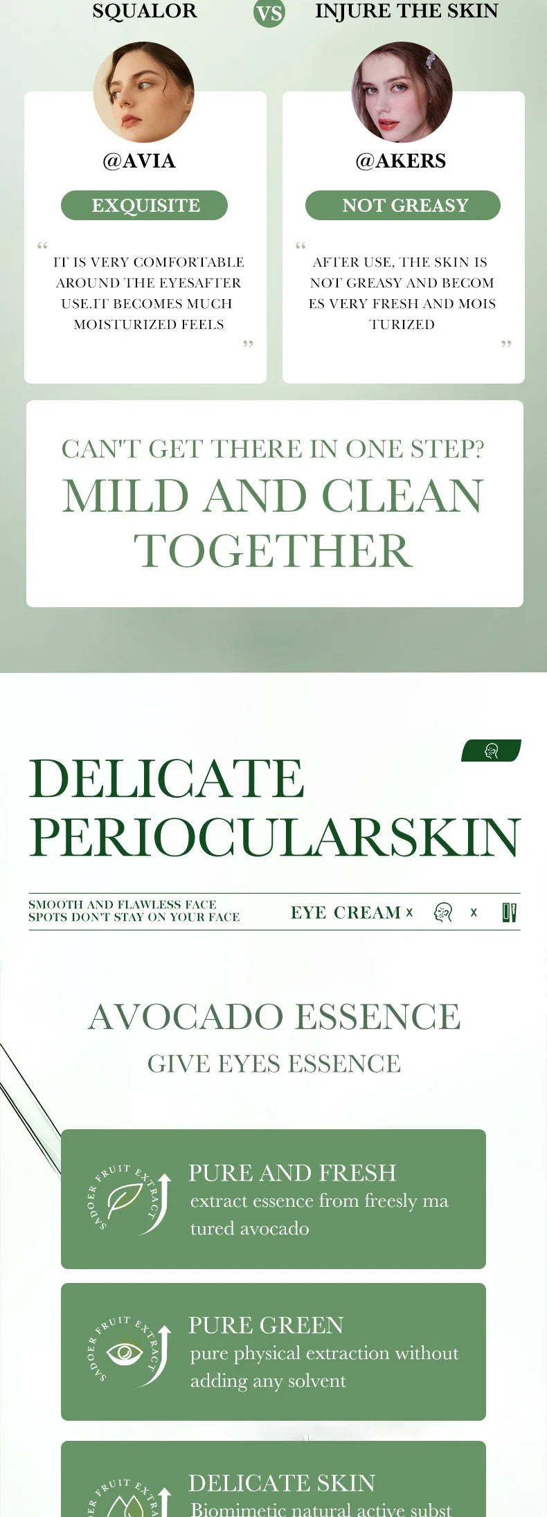 SADOER Avocado Eye Cream Anti Wrinkle Dark Circles Eye Bag Firming Moisturizing Tender Eye skincare Beauty Health Skin Care