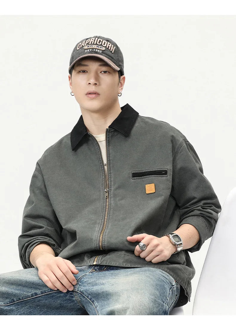 Men's fashion brand wash to do old American vintage cargo jacket high-grade fashion coat