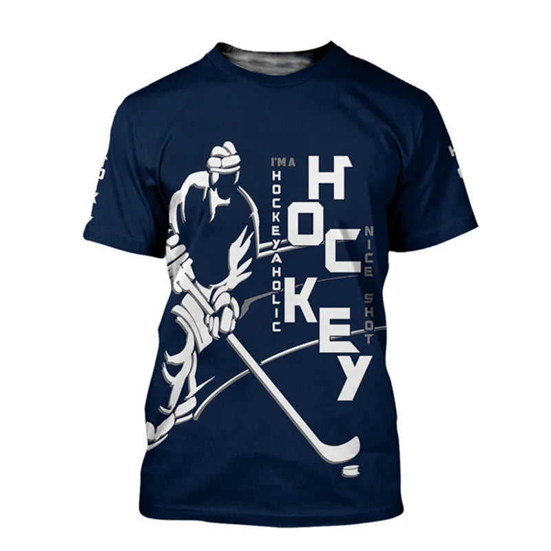 Summer New 3D Sports Hockey Printing T Shirt Hockey Fitness Lovers Graphic T-shirts For Men Gym Short Sleeves Fashion Tee Shirts