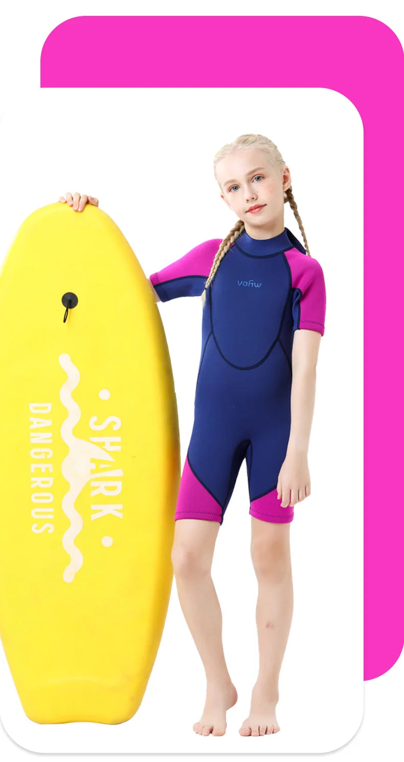 Children's 2mm 3mm Neoprene Wetsuit One-piece Long Sleeve Diving Suit Cold Proof Sunscreen Surfing Swimming Snorkeling Swimsuit