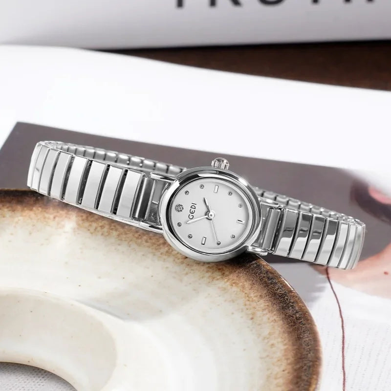 Women Watch for Girls Small Wrist Quartz Reloj Muje Sliver Grey Gold Oval Orologio Ladies Wristwatch Stainless Steel Band Clock