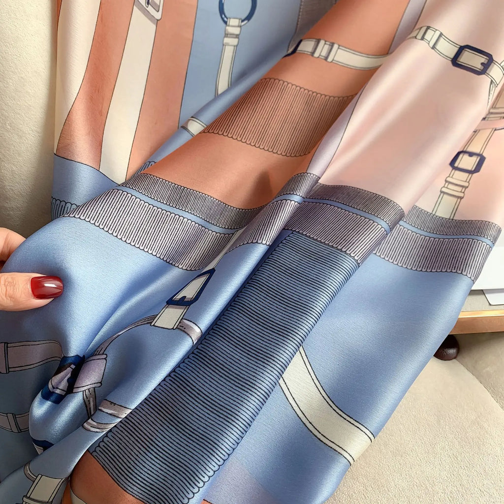 New Silk Long Scarf Women Luxury Shawls Design Sunscreen Outdoor Beach Towel Large Shawl Plain Soft Turban Headband Shawl Beach