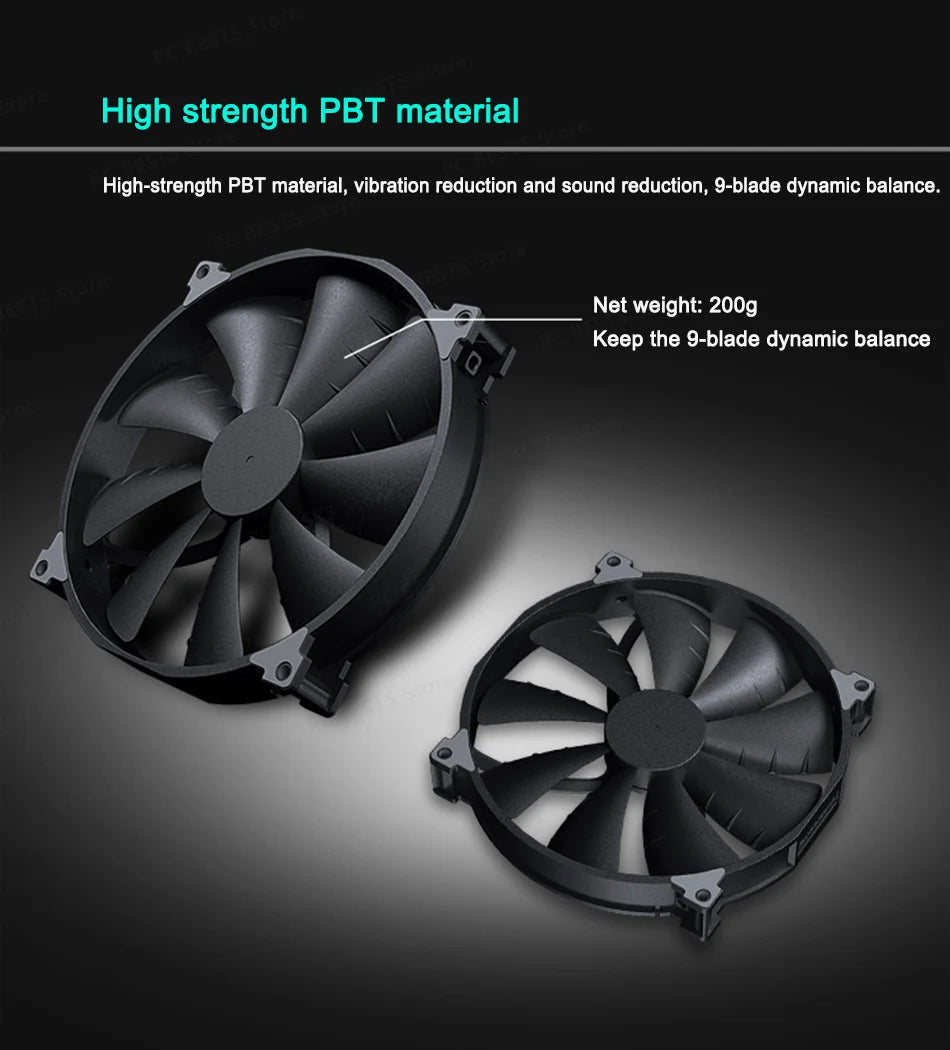 Phanteks F200SP Case Fan 200mm High-volume Black Chassis Cooling fan 4PIN 30mm Thickened Quiet Cooler pc cpu Cooling Fan