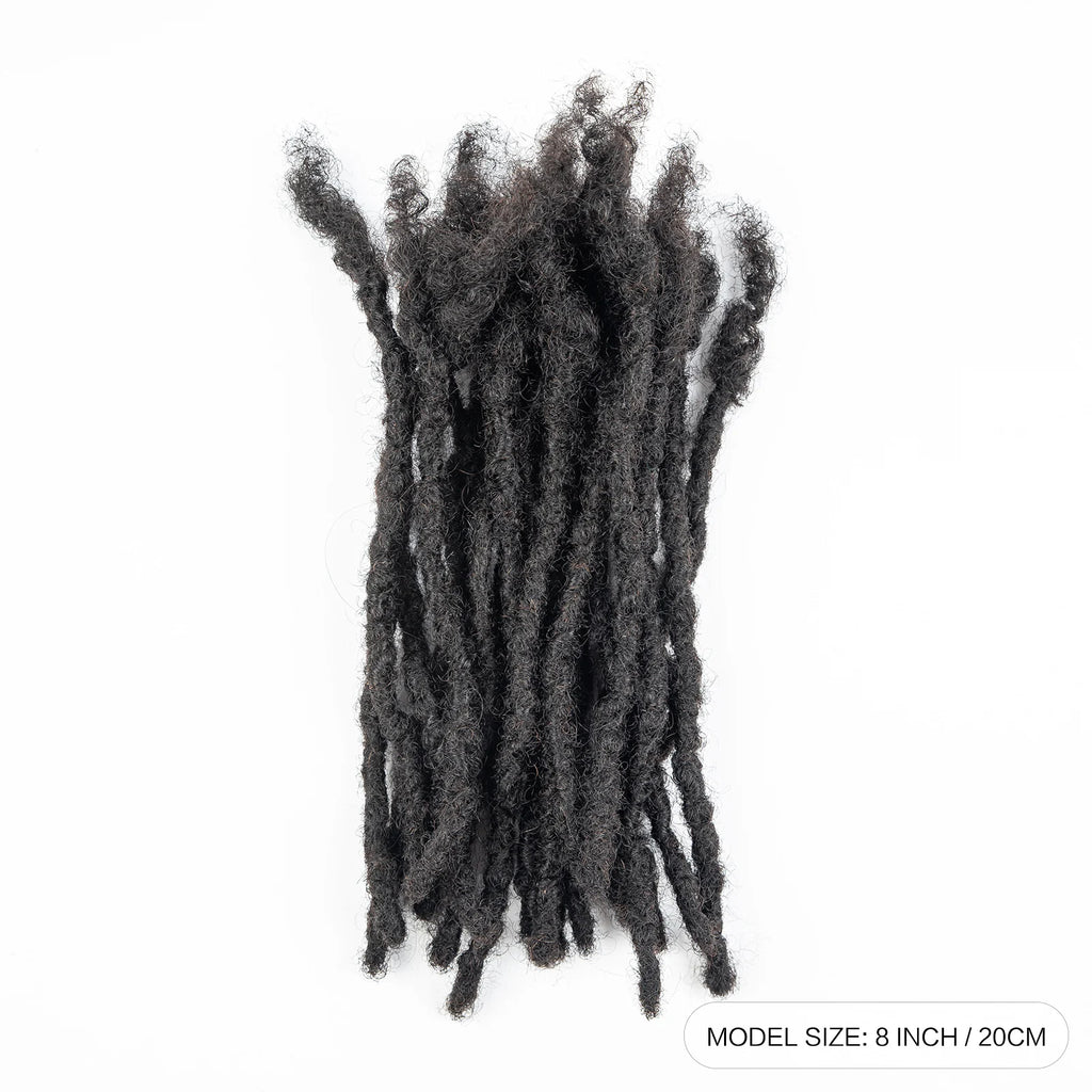 Loc Extension Human Hair 0.6cm Width 8inch 50 Strands Handmade Dreadlock Inter Extension Human Hair for Women/Men/Kids