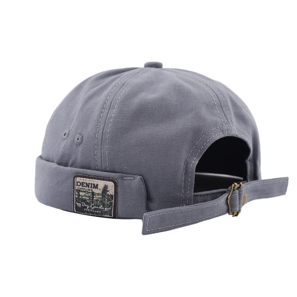 Retro Letter Label Brimless Caps Unisex Solid Color Beanie Men Women Summer Street Adjustable Docker Hats Melon Cap Hip Hop Cap