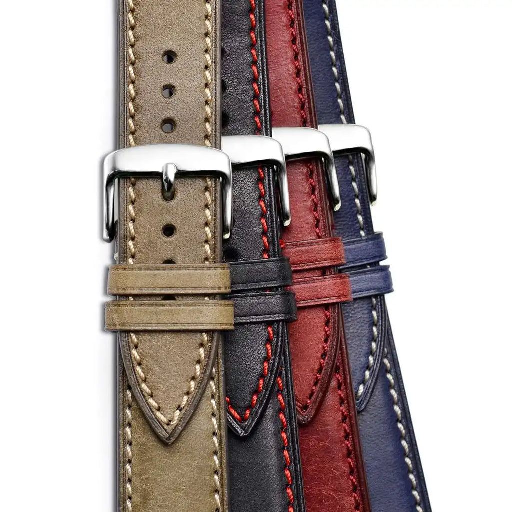 WOCCI 14mm 18mm 20mm 22mm Nubuck Italian Leather Watch Strap Bracelet Replacement Watchband for Women Men Black Green Blue Red