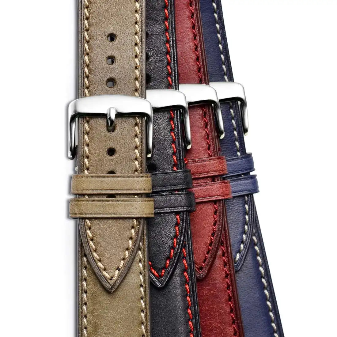 WOCCI 14mm 18mm 20mm 22mm Nubuck Italian Leather Watch Strap Bracelet Replacement Watchband for Women Men Black Green Blue Red