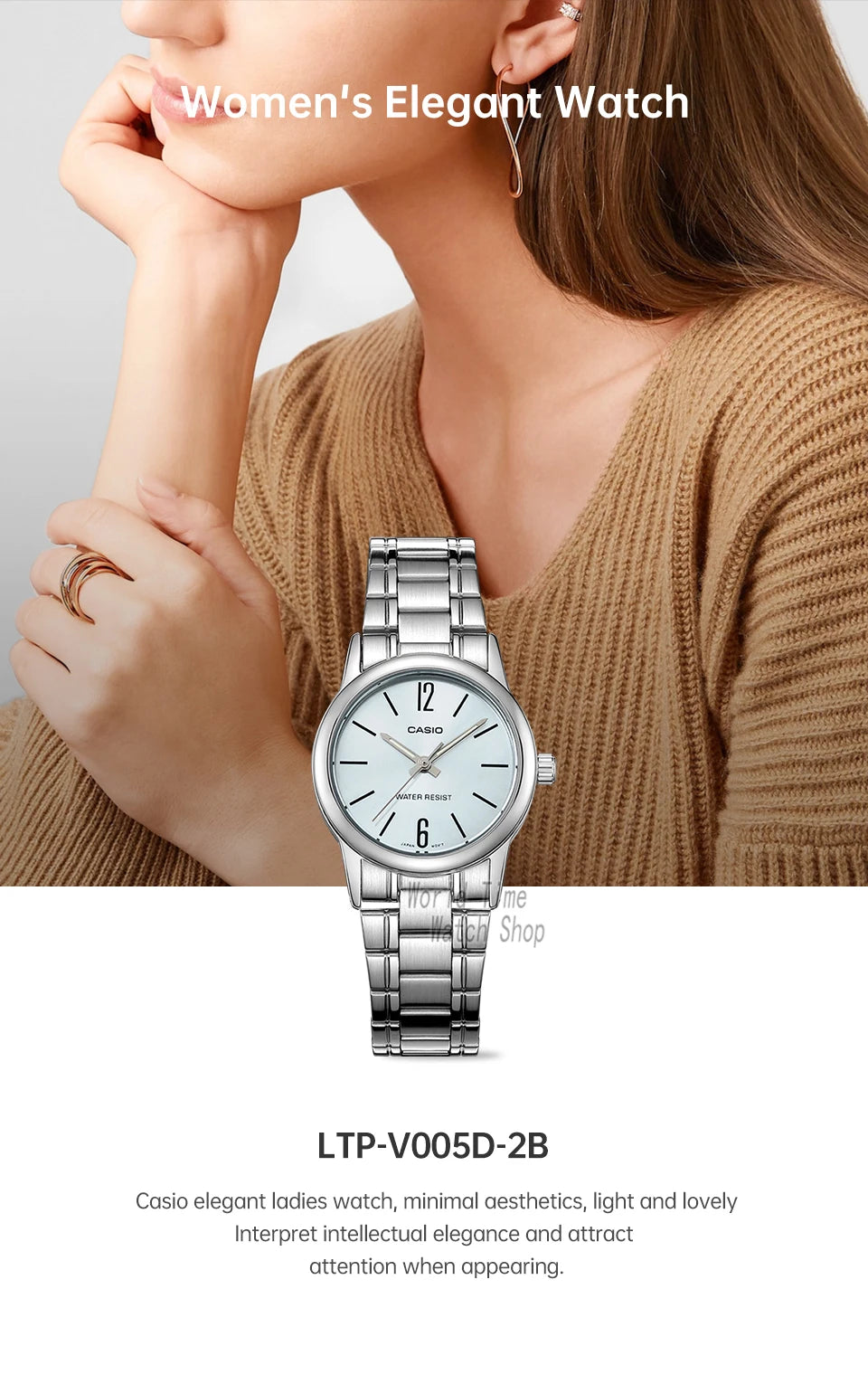 Casio women watche top brand luxury Waterproof Quartz watch ladies Gifts  reloj mujer relogio LTP-V005D-2B