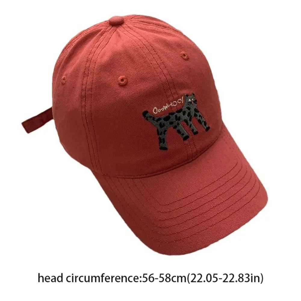 Retro Embroidered Embroidery Baseball Cap Spotted Cat Peaked Cap Letter Baseball Hat Sunscreen Hat Retro Sun Hat Spring Summer
