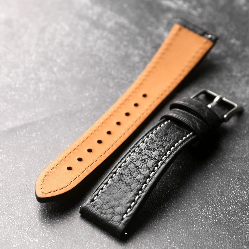 Handmade Head Cowhide Strap, 18 19 20 21 22MM, Quick Release Genuine Leather Soft Men's Bracelet, Vintage Style, Italian Genuine