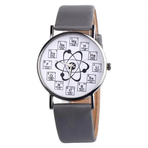 Ladies Watches Creative Design Chemical Element Markers Molecule Pattern Watches Leather Band Quartz Wristwatch Watch Women