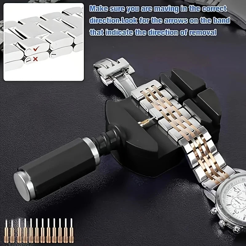 11pcs Watch Link Removal Tool Kit, Watch Band Tool Strap Chain Pin Remover Repair Tool Kit For Watch Band Strap Adjustment, Watc