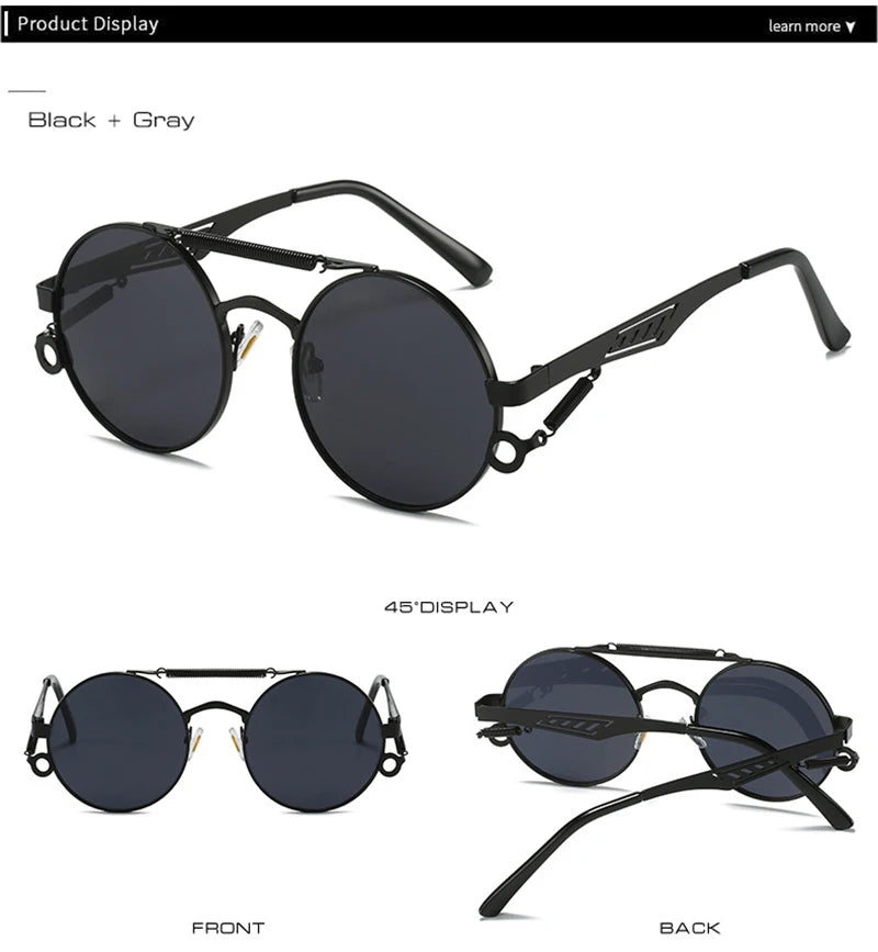 SHAUNA Retro Metal Double Bridges Round Sunglasses Women Fashion Gradient Mirror Eyewear Men Trending Punk Spring Sun Glasses