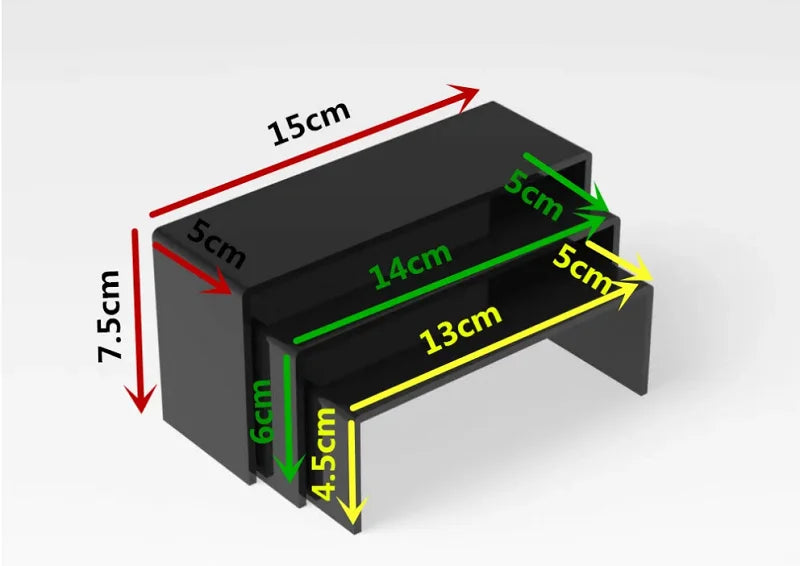 3Pcs/set 3mm Acrylic Display Stand Mini Figure Storage Rack Jewelry Cosmetic Lipstick Nail Polish Makeup Shelf Holder Organizer